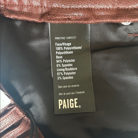 PAIGE Siren Faux Leather Midi Skirt in Rum Raisin Size 23 NWT - Picture 7 of 7